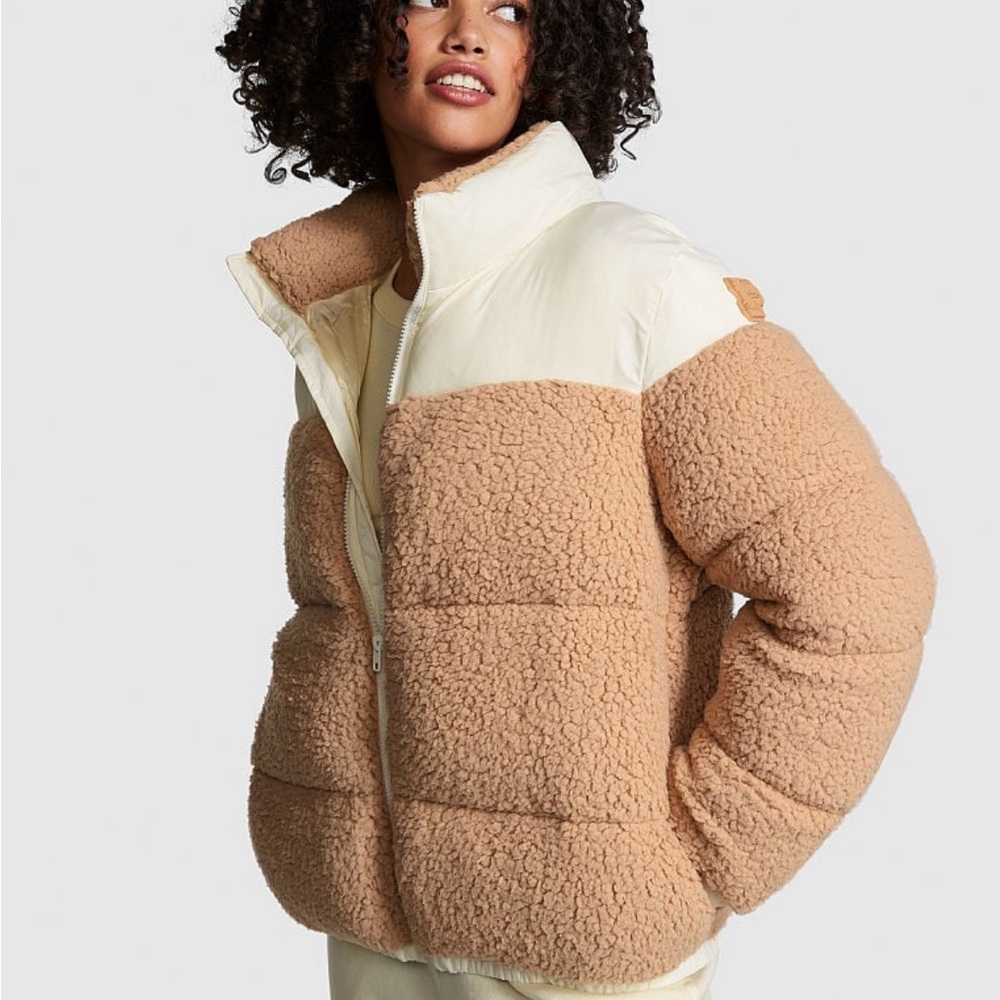 PINK COZY FLEECE QUILTED PUFFER JACKET